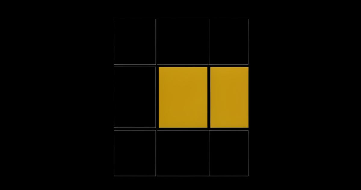 Nine-cell canvas grid with two cells highlighted in yellow