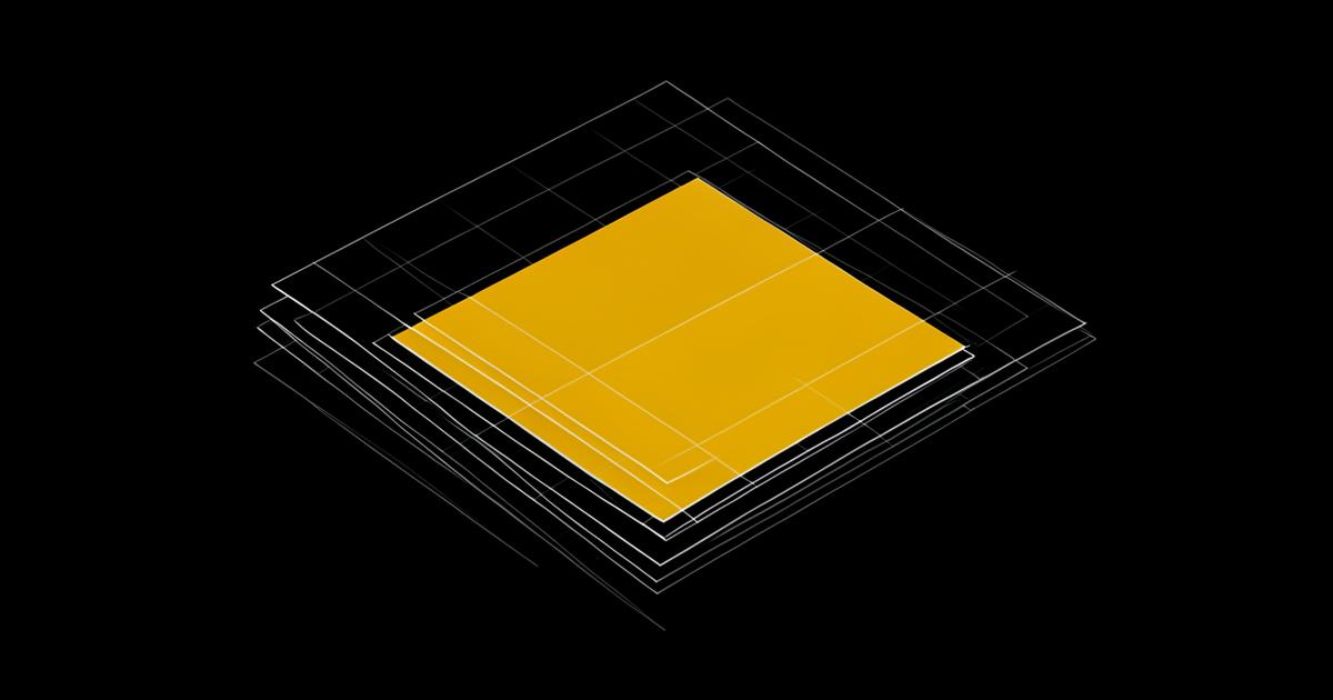 Stack of slide outlines in perspective with the top one highlighted in yellow